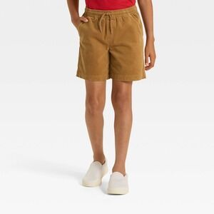 Art Class Corduroy Pull‎ On Drawstring Shorts Boys M (8) Dark Mustard Brown NEW